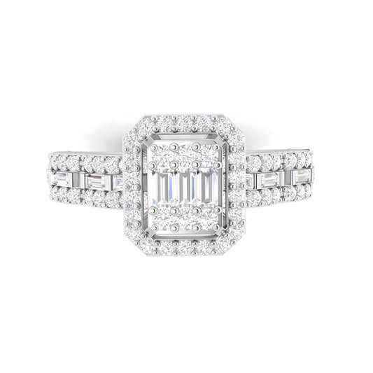 18KT White Gold With White Diamond Engagement Ring 0.54ct