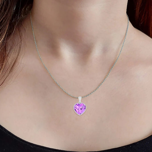 Pink Amethyst Pendant with White Diamond in 18Kt White Gold 17.31cts