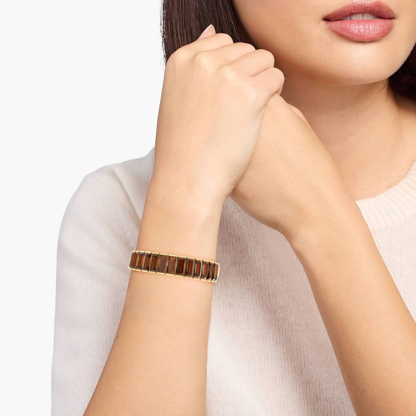 14KT Gold with Smokey Quartz Bracelet 55.87cts