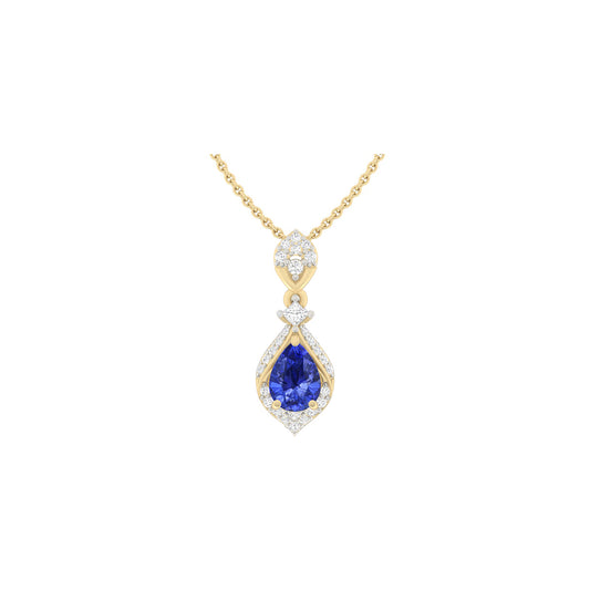 AA+ Tanzanite Pendant with White Diamond in 18Kt Gold 1.03cts
