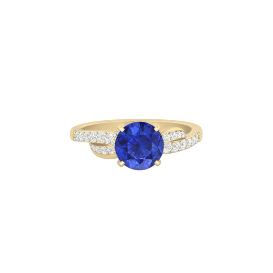 AA+ Tanzanite Ring with White Diamond in 18Kt Gold 1.65cts