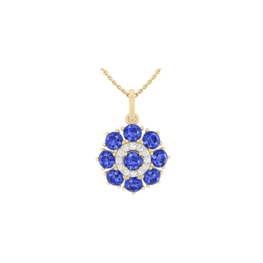 AA+ Tanzanite Pendant with White Diamond in 14Kt Gold 3.38cts