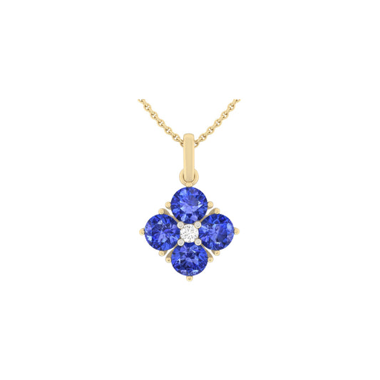 AA+ Tanzanite Pendant with White Diamond in 14Kt Gold 2.34cts