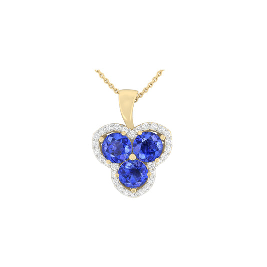 AA+ Tanzanite Pendant with White Diamond in 14Kt Gold 3.28cts