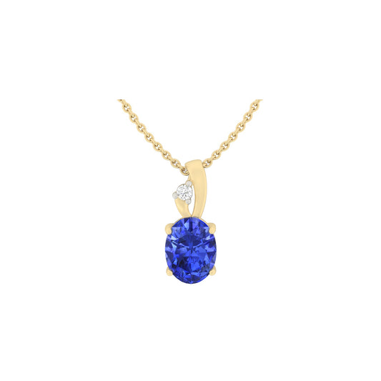 AA+ Tanzanite Pendant with White Diamond in 18Kt Gold 1.38cts