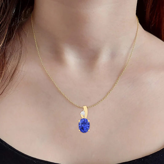 AA+ Tanzanite Pendant with White Diamond in 18Kt Gold 1.38cts