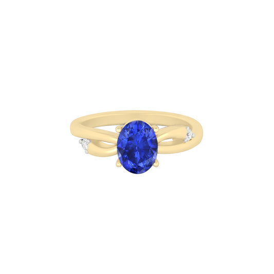 AA+ Tanzanite Ring with White Diamond in 18Kt Gold 1.40cts