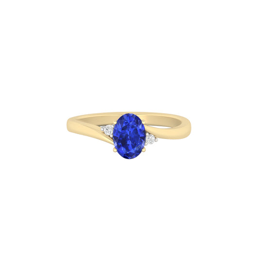 AA+ Tanzanite Ring with White Diamond in 18Kt Gold 0.89cts