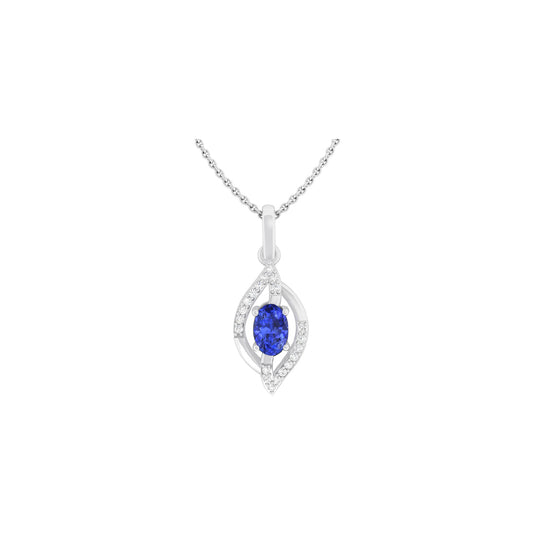AA+ Tanzanite Pendant with White Diamond in 18Kt White Gold 0.58cts