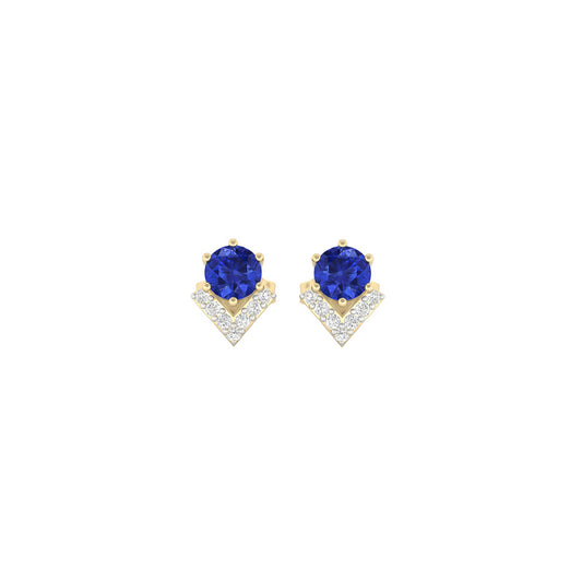 AA+ Tanzanite Stud Earrings with White Diamond in 18Kt Gold 0.80cts