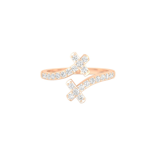 18KT Rose Gold with White Diamond Ring 0.35ct