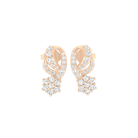 18KT Rose Gold with White Diamond Stud Earrings 0.42cts