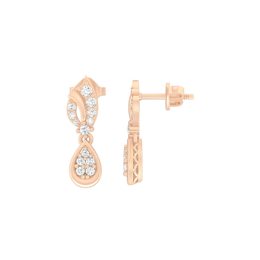 18KT Rose Gold with White Diamond Drop Earrings 0.42cts