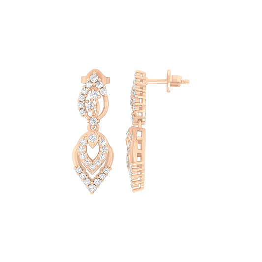 18KT Rose Gold with White Diamond Drop Earrings 0.80cts