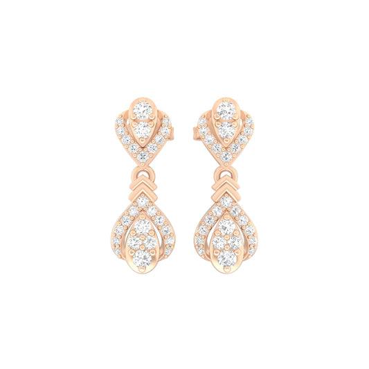 18KT Rose Gold with White Diamond Drop Earrings 0.54cts
