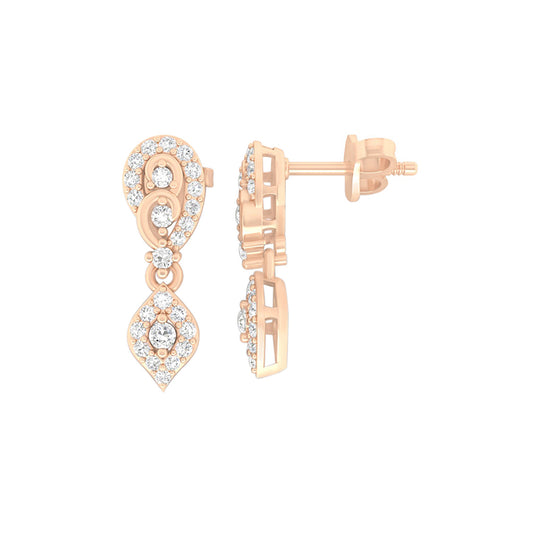 18KT Rose Gold with White Diamond Drop Earrings 0.41cts