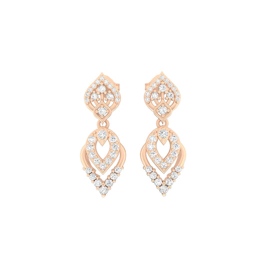 18KT Rose Gold with White Diamond Drop Earrings 0.81cts