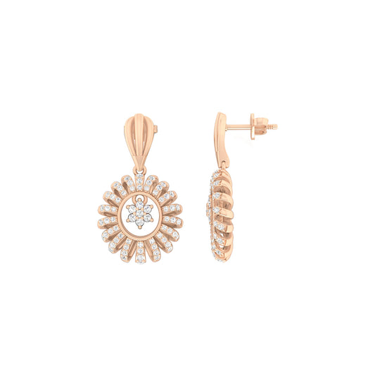 18KT Rose Gold with White Diamond Drop Earrings 0.94cts