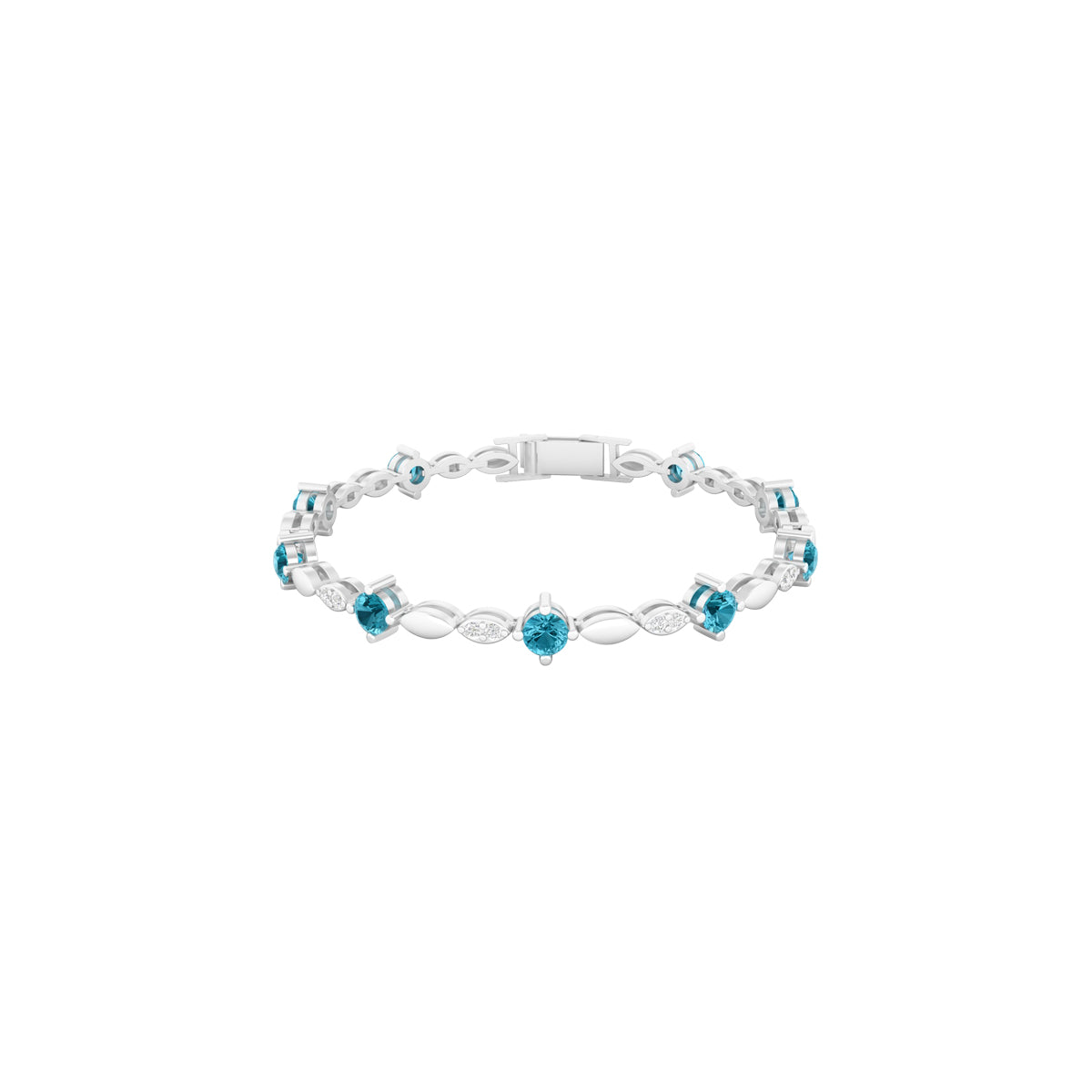 Teal Kyanite Bracelet with White Diamond in Platinum 950 2.67cts.