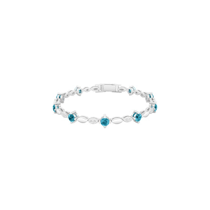 Teal Kyanite Bracelet with White Diamond in Platinum 950 2.67cts.