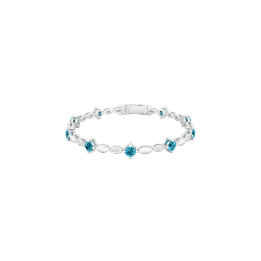 Teal Kyanite Bracelet with White Diamond in Platinum 950 2.67cts.