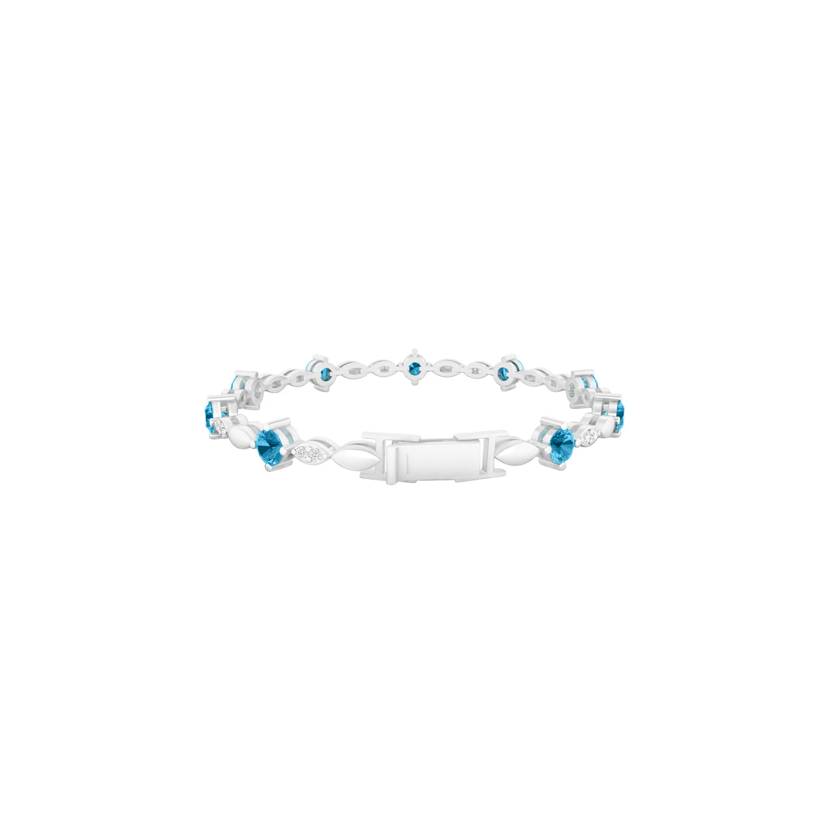 Teal Kyanite Bracelet with White Diamond in Platinum 950 2.67cts.