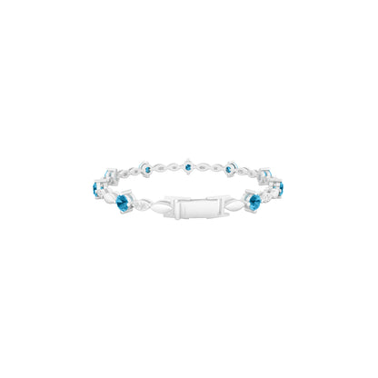 Teal Kyanite Bracelet with White Diamond in Platinum 950 2.67cts.