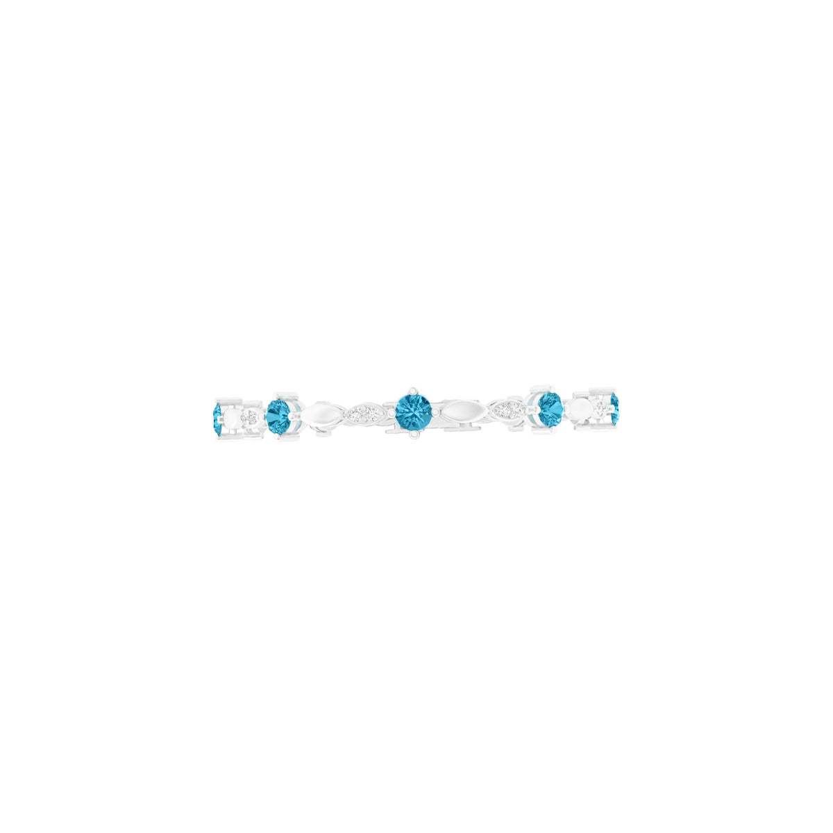 Teal Kyanite Bracelet with White Diamond in Platinum 950 2.67cts.