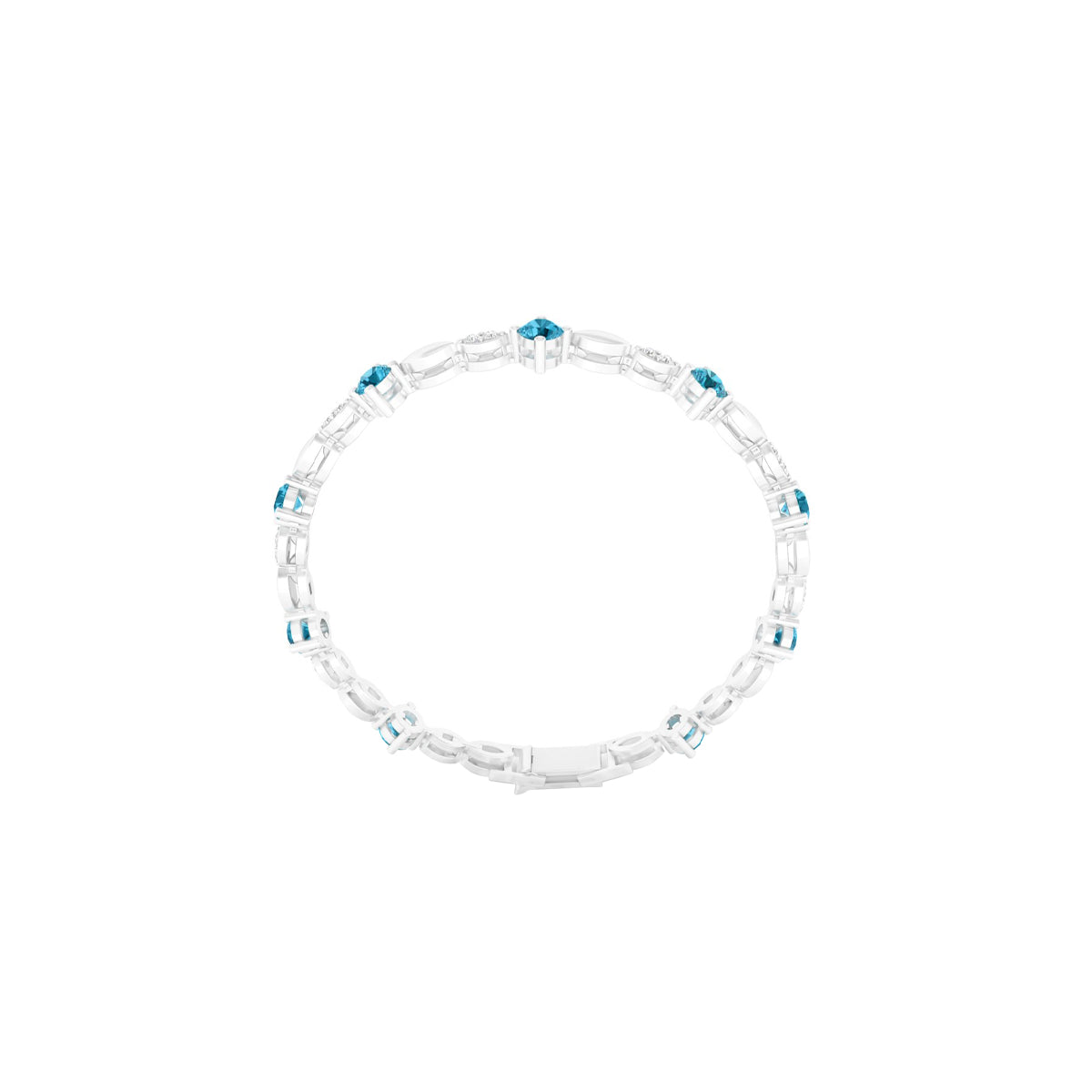 Teal Kyanite Bracelet with White Diamond in Platinum 950 2.67cts.