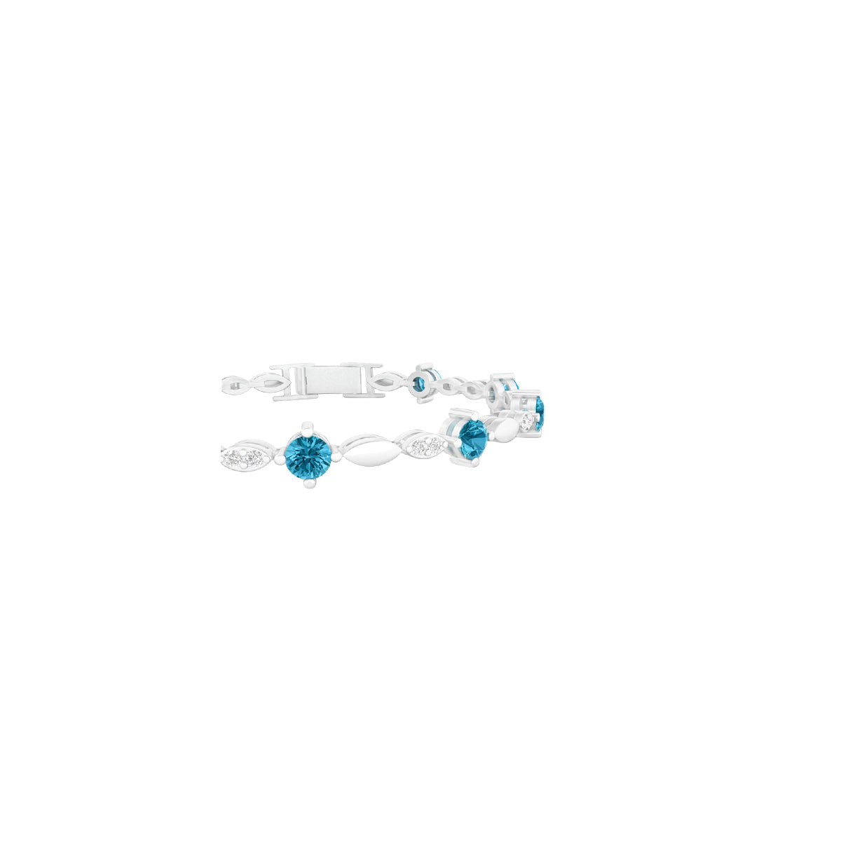 Teal Kyanite Bracelet with White Diamond in Platinum 950 2.67cts.