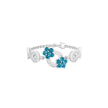 Teal Kyanite Bracelet with White Diamond in Platinum 950 2.75cts.