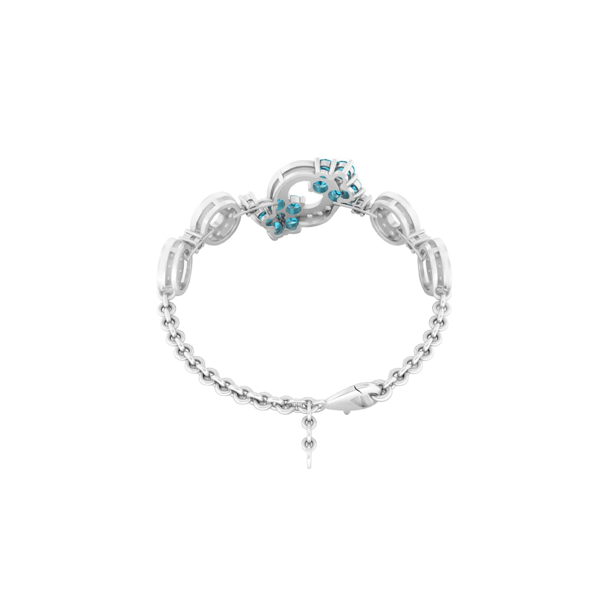 Teal Kyanite Bracelet with White Diamond in Platinum 950 2.75cts.