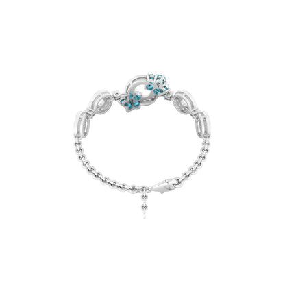 Teal Kyanite Bracelet with White Diamond in Platinum 950 2.75cts.
