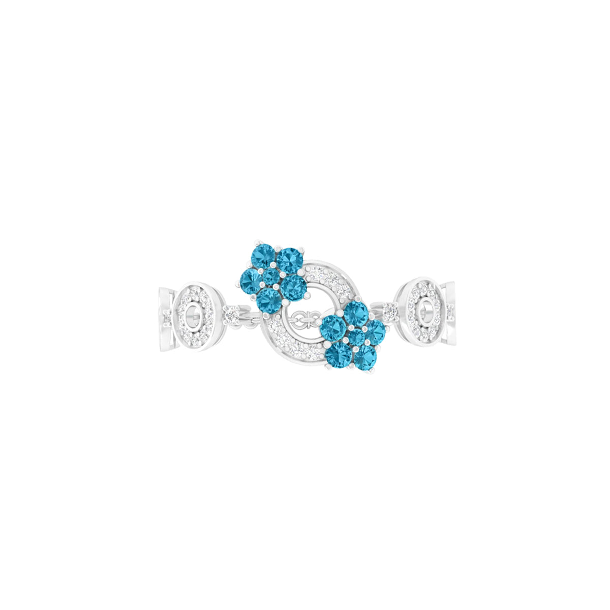 Teal Kyanite Bracelet with White Diamond in Platinum 950 2.75cts.