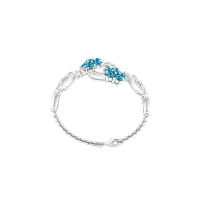 Teal Kyanite Bracelet with White Diamond in Platinum 950 2.75cts.