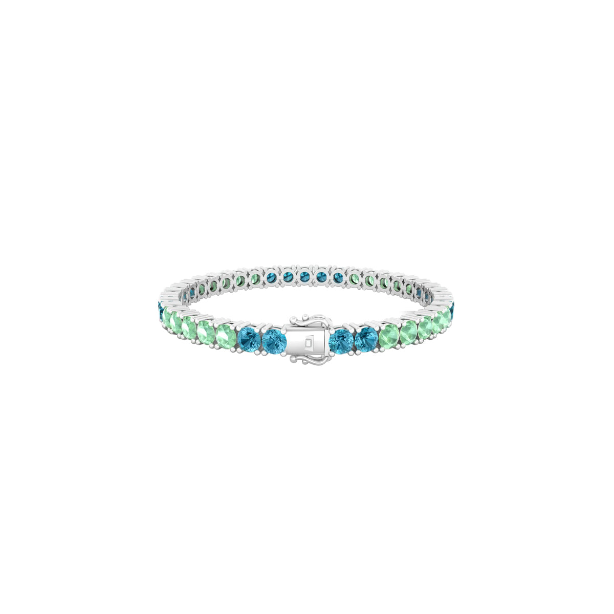 Platinum 950 with Green & Teal Kyanite  Bracelet 10.00cts