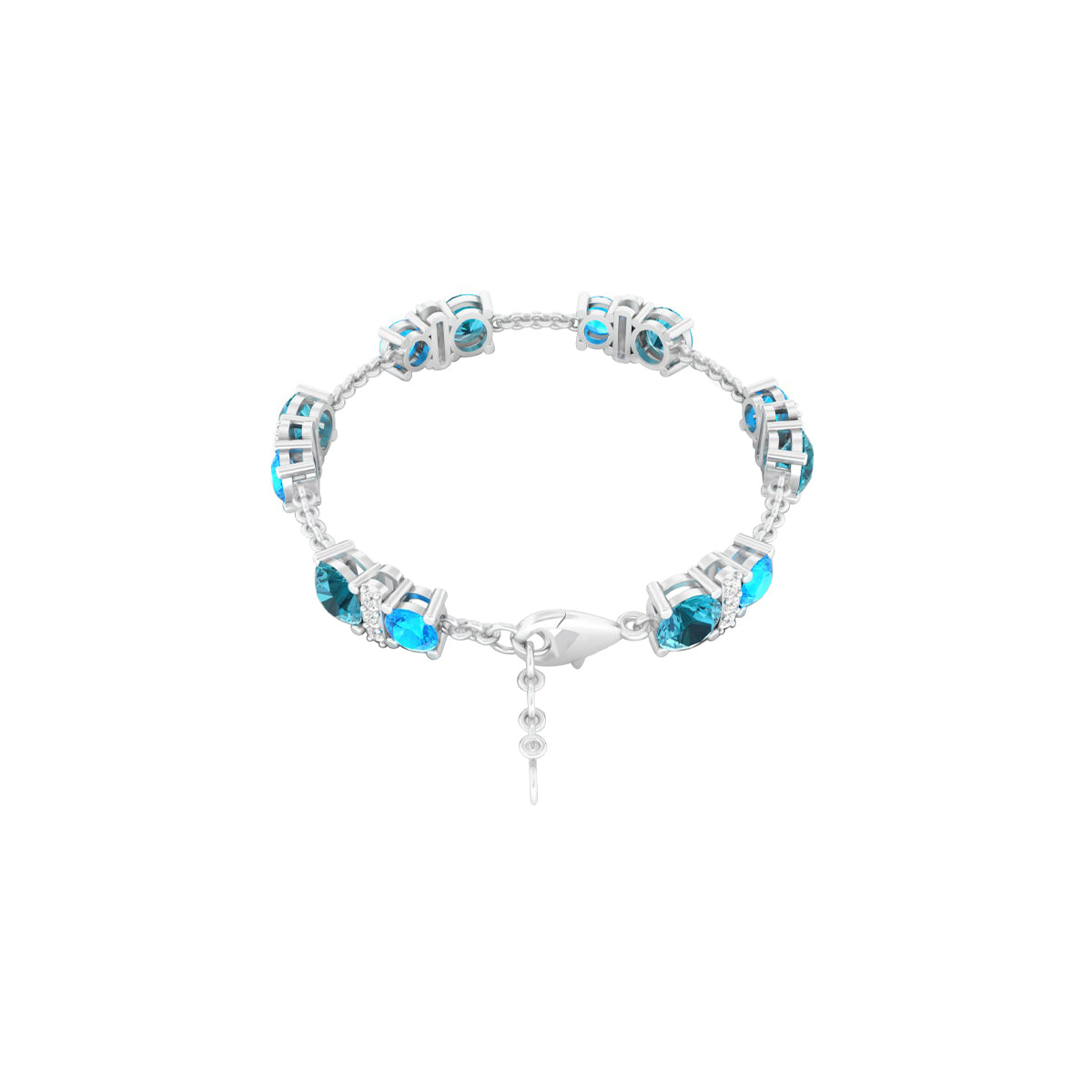 Teal Kyanite & Neon Apatite Bracelet with White Diamond in Platinum 950 7.87cts.