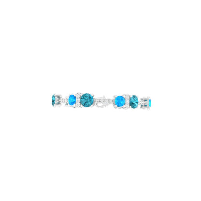 Teal Kyanite & Neon Apatite Bracelet with White Diamond in Platinum 950 7.87cts.