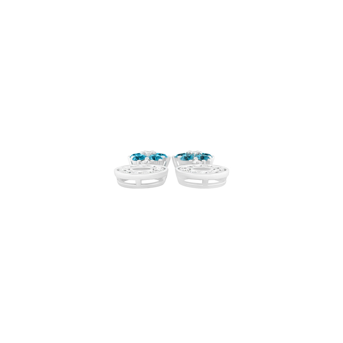 Teal Kyanite Earrings with White Diamond in Platinum 950 2.21cts.