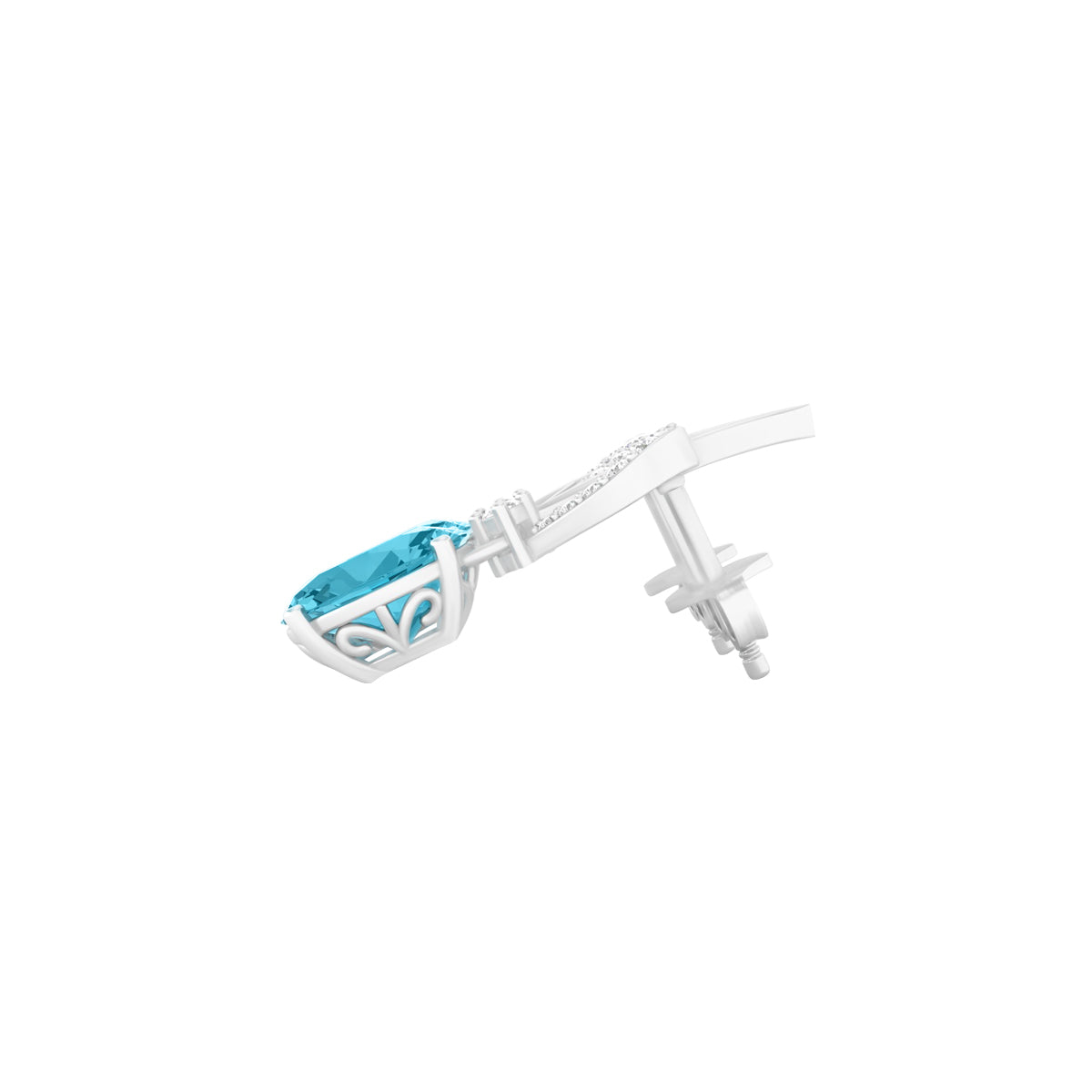 Teal Kyanite Earrings with White Diamond in Platinum 950 5.70cts.