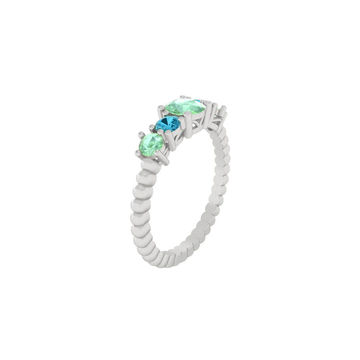 Platinum 950 with Green & Teal Kyanite  Ring 1.19cts