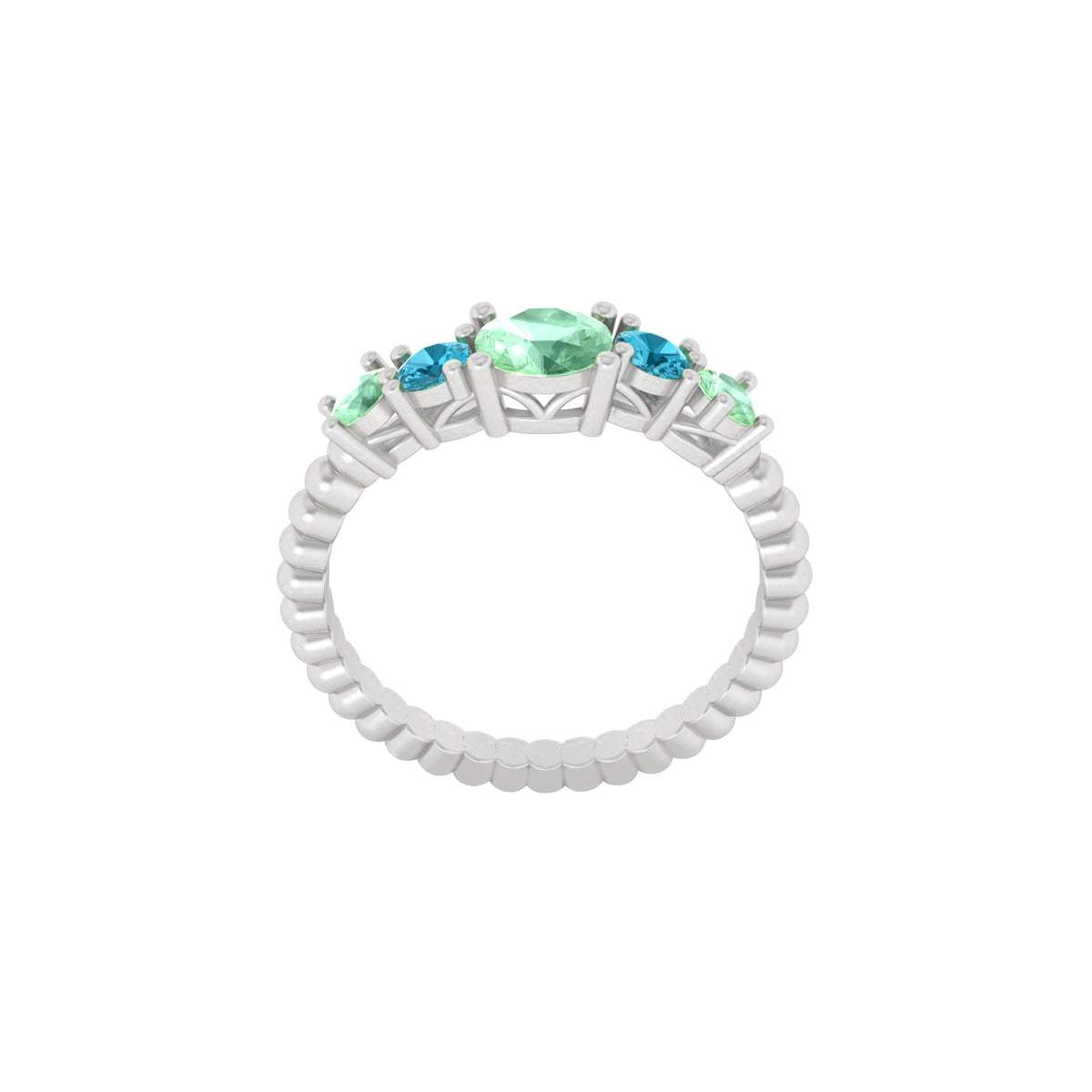 Platinum 950 with Green & Teal Kyanite  Ring 1.19cts