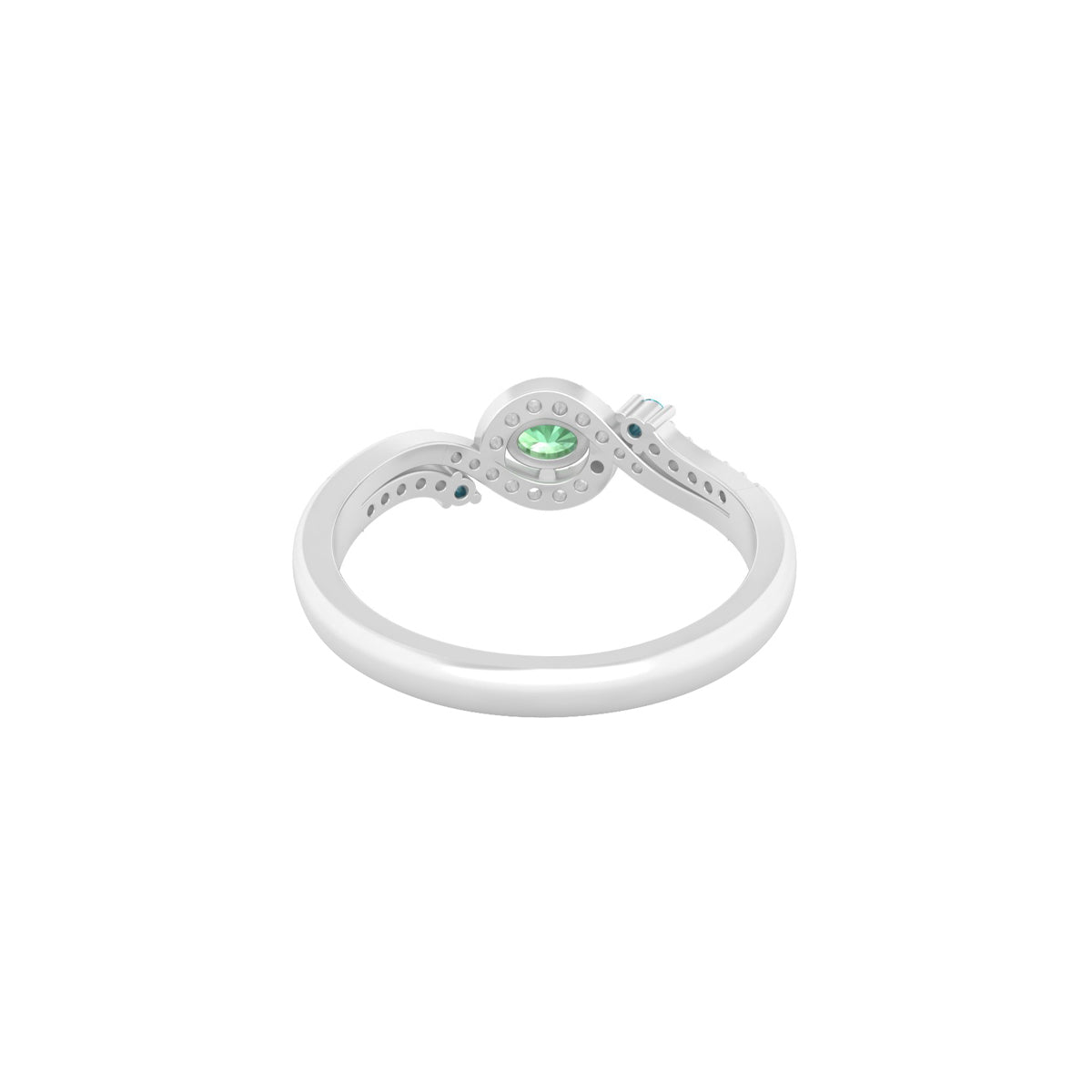 Teal Kyanite Ring with White Diamond in Platinum 950 0.45cts.