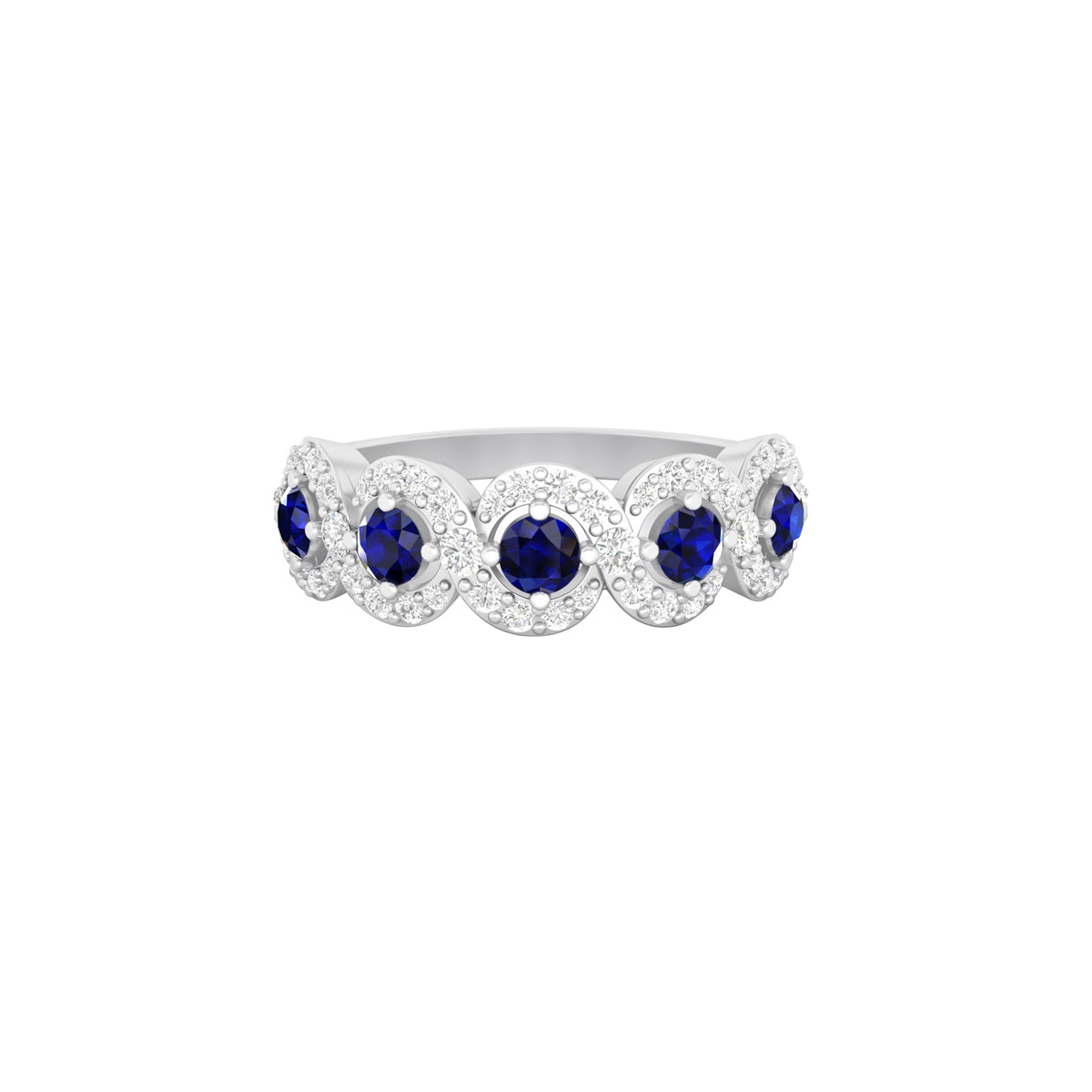 Blue Kyanite Ring with White Diamond in Platinum 950 1.26cts.