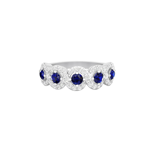 Blue Kyanite Ring with White Diamond in Platinum 950 1.26cts.