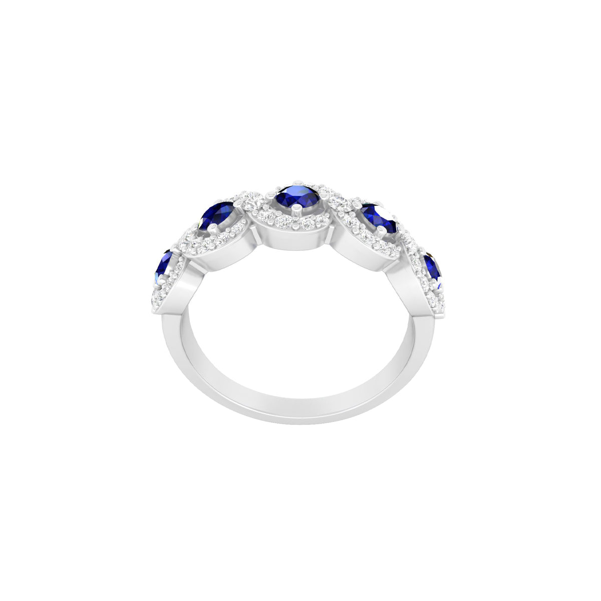 Blue Kyanite Ring with White Diamond in Platinum 950 1.26cts.