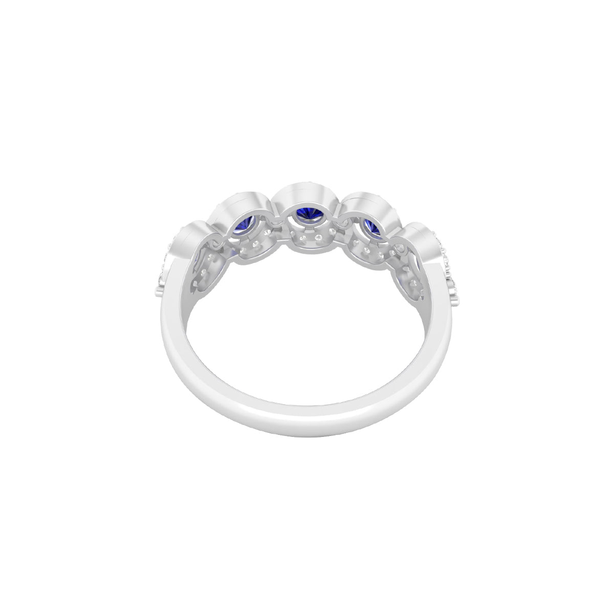 Blue Kyanite Ring with White Diamond in Platinum 950 1.26cts.