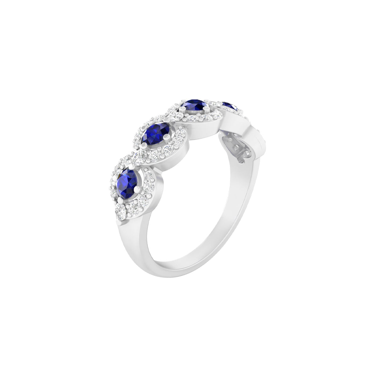 Blue Kyanite Ring with White Diamond in Platinum 950 1.26cts.