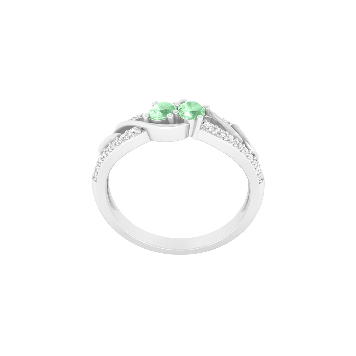 Green Kyanite Ring with White Diamond in Platinum 950 0.80cts.