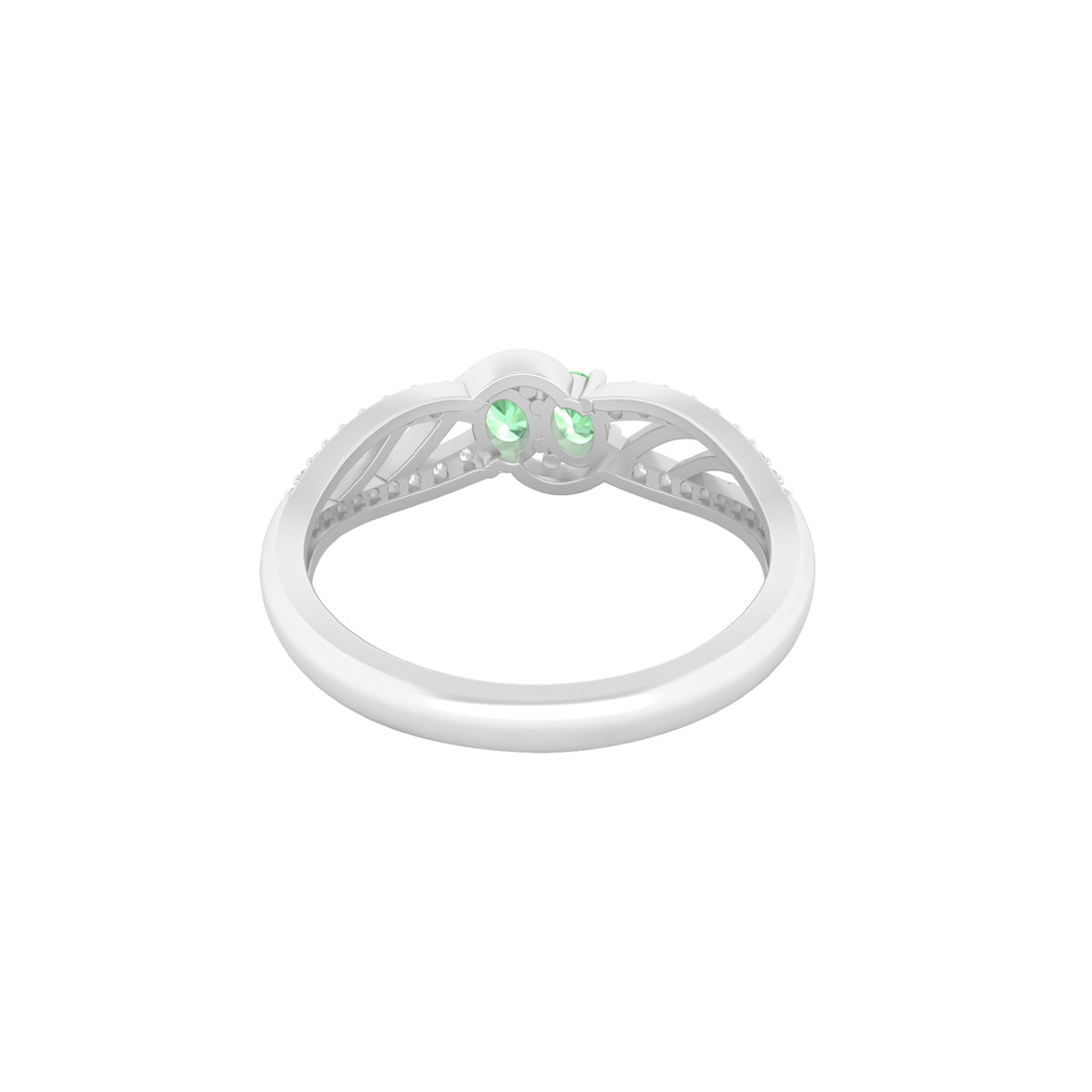 Green Kyanite Ring with White Diamond in Platinum 950 0.80cts.